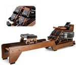 TOPIOM Water Rowing Machine for Home Use, Solid Wood Rower Machine with Upgraded Handle and Adjustable Footpad, TM3 Dedicated Monitor & Bluetooth Connection (Natural Adjust Footpad)