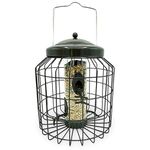 Large Heavy Duty Squirrel Proof Bird Feeder for Wild Seed Feed Mix Outdoor Garden use - Mocha Brown - with Strong Galvanised Metal Cage to Deter Squirrels & Large Birds