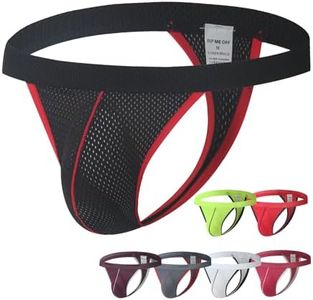 KAREN SPACE Men's Thong Underwear Sports Supporter Mens G-String Thongs Breathable Mesh Sexy for Men, 1929XD-Black,Small