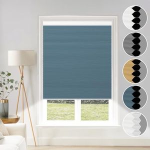 Cellular Shades Blackout Cordless Cellular Blinds Honeycomb Blinds Window Shades Room Darkening Shade Ocean Blue-White, 31"(W) x 64"(H)