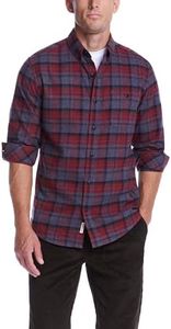 Weatherproof Vintage Men’s Flannel Shirt, Regular Fit Cotton Plaid, Classic Collared Neck Long Sleeve Flannel Shirt for Men, Bonfire, Medium