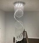 Modern Spiral Sphere Crystal Chandelier, A1A9 Clear Raindrop Spectacular Luxurious Ceiling Lights Fixture Flush Mount LED Pendant Light for Living Room Hallway Foyer Entryway Wedding, Size: D20" H72"