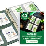 Samsill 40 Pack Heavy Weight 4 Pocket Garden Seeds Storage Clear Sheet Protectors, Seed Organizer, Each Pocket Measures 3.5" x 5.25", Fits in Standard 3 Ring Binder