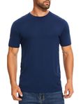 woolcano Men's 100% Merino Wool Base Layer Lightweight Wicking T-Shirt Short Sleeve Tee for Hiking Dark Blue S