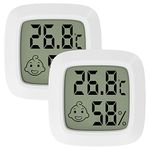 LCD Digital Room Hygrometer Thermometer, Jsdoin Mini Indoor Hygrometer Temperature Monitor Humidity Meter for Greenhouse, Garden, Cellar, Office(2 Packs)