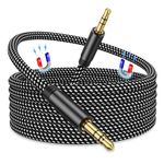 Magnetic AUX Cord, Coiled 3.5mm Audio Cable 3.3ft, Hi-Fi Sound Audio Auxiliary Input Adapter Male to Male Cord Nylon Braided for Car Stereos, Speaker, Pad, Pod, Headphones Black