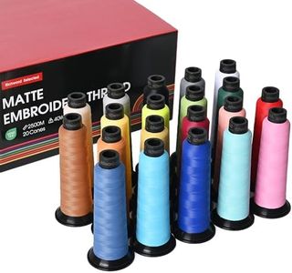 Richword Selected Matt Thread 20 Colors 40WT Each Spool 2500M (2734Y) Polyester Embroidery Machine Thread Kit for Embroidery Machines