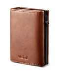 Vastaia Slim Wallet with Coin Compartment, Card Holder with RFID Protection, Brown, M, Minimalist