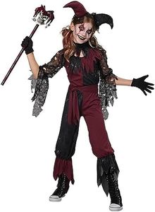 Psycho Jester Costume for Girls Large