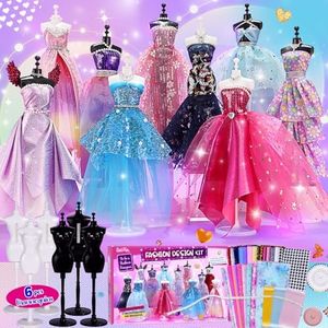 500+Pcs - Fashion Design Kit for Girls with 4 Mannequins - Creativity DIY Arts & Crafts Kit Sewing Kit for Kids Learning Toys - Teen Girls Kids Birthday Gift Age 6 7 8 9 10 11 12+ (2023 New Upgraded)