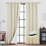 RYB HOME 4-in-1 Dust Filtering Soundproof Blackout Insulating Privacy Window Curtains for Nursery Bedroom Living Room Rivider Sound Absorption Sheet, Beige, W52 x L84 inch, 2 Panels