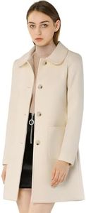 Allegra K Women's Turn Down Collar Single Breasted Winter Outwear Trench Coat Cream White Medium