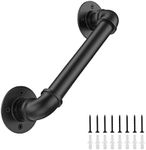 Groking 1FT Industrial Stair Railing Wall Mount Staircase Handrail φ1.3" Pipe Hand Rail for Steps Grab Bar Foot Rail Vintage Pipe Railing Black Deck Handrail for Outdoor Indoor Stairs Porch