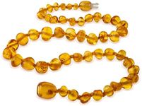 primoyo Honey Amber Necklace with Clasp - 100% Handmade - Genuine Baltic Amber - Length 32cm, Gemstone, Amber