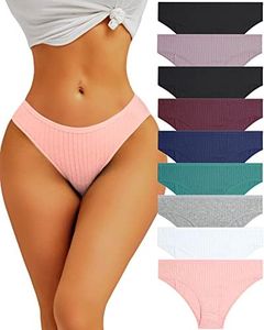 FINETOO 9 Pack Cotton Underwear for Women Sexy Low Rise Ribbed Hipster Breathable Soft Womens Bikini Panties Cheeky S-XL, Setb-9pack, Medium