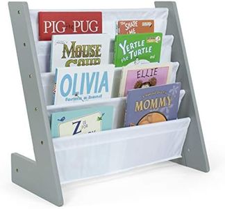 Humble Crew Kids Bookshelf Book Organizer, Gray/White, Width 25.2 x Depth 12.2 x Height 23.6 inches (64 x 31 x 60 cm), 4 Tiers, Inspired Collection