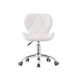 TRIOBLADE Office Desk Chair Adjustable Height Computer Swivel Chairs PU Leather Ergonomic Chair Comfortable Modern Home Chair with Chrome Base and 360° Castors for Home Office (White)