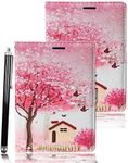 7inch Tablet Case - Universal PU Leather Stand Folio Case Cover for All 6",6.8",7" Tablets, Fit for Kindle eReaders Fire Tablet- Kobo/Voyaga/Lenovo/Sony E-Book/iPad Mini 5 4 3 2 1 (Pink Tree Hut)