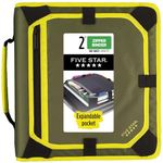 Five Star Zipper Binder, 2 Inch 3-Ring Binder for School, Expansion Panel, 580 Sheet Capacity, Olive/Citrus (290520C)