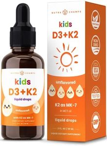 Kids Vitamin D 3 K2 Drops | Vitamin D3 & K2 MK-7 | Liquid Vitamin D for Kids 1000 IU | Healthy Bones, Heart & Immune System | Sugar Free Supplement for Toddlers | Non-GMO | Unflavored | 300 Servings