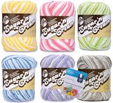 Lily Sugar'n Cream 100% Cotton Yarn 6-Pack Bundle with Bella's Crafts Stitch Markers (Pastel Ombres)