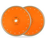 BGTEC Diamond Porcelain Saw Blade, 2pcs 10 Inch/250MM X Mesh Turbo Tiles Blades for Porcelain Tile Granite Marbles Super Thin Dry/Wet Cutting Disc