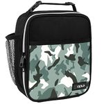 OPUX Premium Insulated Lunch Box | Soft Leakproof School Lunch Bag for Boys, Girls | Durable Reusable Work Lunch Pail Cooler for Adult Men, Women, Office Fits 6 Cans (Green Camo)