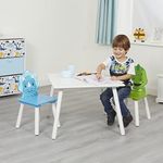 Liberty House Toys Kid's Table and Chairs Set, Engineered Wood, Blue and Green, H440 x W600 x D600mm