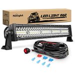 Nilight Led Light Bar 22Inch 480W Triple Row Flood Spot Combo Waterproof Off Road Driving Lighting with Off-Road Wiring Harness for Boat Trucks Pickup SUV ATV UTV, 2 Years Warranty