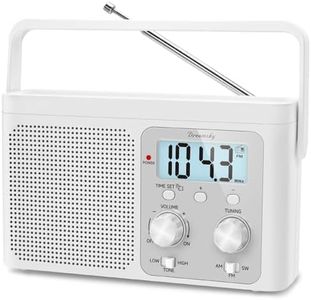 DreamSky AM FM Radio Portable - Shortwave Radio Battery Powered or Plug in Wall for Home Outdoor, Strong Reception, Large Dial Easy to Use, Digital Time Display, Transistor Antenna, Seniors Small Gfit