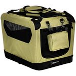 Amazon Basics Premium Folding Portable Soft Pet Dog Crate Carrier Kennel - 21 x 15 x 15 Inches, Khaki