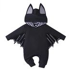 PythJooh Baby Boy Girl Halloween Outfits Unisex Baby One-Piece Long Sleeve Hoodie Bat Jumpsuit Romper Halloween Clothing Set for 0-18Months