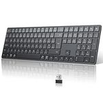 TECURS Wireless Keyboard Bluetooth Keyboard, 2.4G-USB for Windows/Mac, UK Layout Bluetooth 3 Channel, Silent, Multimedia Ultra thin Keyboard for Pc, Computer, Tablet