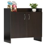 DeckUp Iris 2-Door Engineered Wood Shoe Rack, Shoe Cabinet And Shoe Stand (Dark Wenge, Matte Finish, 37. X 74. X 71. Cm)