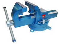 Bessey BV-DF4SB 4" Heavy Duty Bench Vise with Pipe Jaws, Hammer Tone Blue