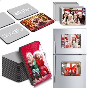 Lucomb 40 PCS Sublimation Magnets Blank, 5.5x7.5 CM Personalized Fridge Refrigerator Sublimation Magnetic Sticker Blanks Products for DIY Kitchen Microwave Office Wall Door Decorative White