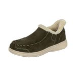 Orthofeet Men's Orthopedic Leather Vito Hands-Free Slipper, Olive, Size 7