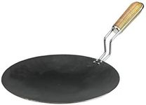 India Bazaar CONCAVE MS Black Iron TAWA Wire Handle/PAN Iron Crepe Pancake CHAPATI ROTI PAN DOSA TAVA PAN CONCAVE TAVA (10")