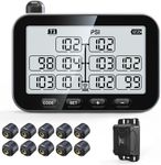 GUTA Trailer Tire Pressure Monitoring System, RV TPMS with 10 Sensors, 6 Alert Modes, Signal Booster, Power Saving Display, Long Sensing Distance, for 3 Trailers (T1/T2/T3), for Camper, Motor Homes