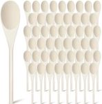 Suzile 50 Pcs Wooden Spoons 8 x 1.57 Inch Oval Wooden Cooking Spoons Wooden Serving Spoon Sauce Soup Stirring Ladle for Kitchen Cooking Baking Stirring Eating Tasting Dessert Salad Cookware