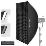 NEEWER 24"x35"/60x90cm Rectangular Softbox Quick Set up Quick Folding, with Diffusers/Beam Grid/Bag, Compatible with Aputure 120d Godox SL60w NEEWER RGB CB60 and Other Bowens Mount Lights, SF6090Q