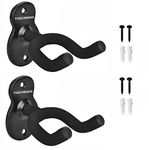 Yuechenggui 2 Pack Guitar Holder Wall Mount Guitar Hanger, Guitar Wall Mount Display Bracket Hooks for Electric Guitar, Classical Acoustic Guitar, Bass Ukulele Mandolin Banjo, Black