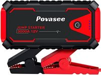 Povasee Jump Starter 3000A Peak Jump Starter Battery Pack, 12V Jump Box for Car Battery up to 10L Gas or 8L Diesel Engine Battery Jump Starter with Power Bank/Dual Output/LED Light (3000A)