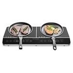 Navaris Double Induction Cooktop - Portable Dual Countertop Electric Stove Burner Cook-Top Hot Plate with 2 Hobs for Cooking - 24 x 14 x 3 Inches