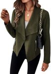 KIRUNDO Womens 2024 Fall Jackets Fashion Long Sleeve Open Front Crop Faux Suede Leather Bike Jackets Winter Coats(Army Green, X-Large)