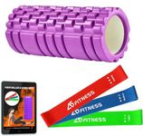 Foam Roller Purple with 3 Resistance Level Bands - Lightweight Foam Rollers for Muscles Provides Relief from Pain Fatigue Improves Tissue Recovery - Massage Roller for Gym, Yoga Pilates