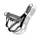 That Dog In Tuxedo No Pull Dog Harness with Dual Attachment and Adjustable Dual Leash - Deep Black/Ash Grey (Size M)