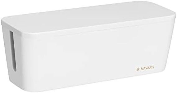 Navaris Bamboo Cable Tidy Box - Storage Organizer for Wires, Extension Sockets, Chargers, Plugs, TV, Network and Power Plug Cords