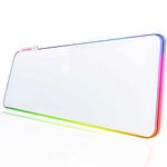 JMIYAV White Gaming Mouse Pad RGB Mousepad Non-Slip Rubber Base Extra Large Cool XL XXL Computer Desk Pad Gaming Accessories LED Light Up Extended Big Mouse Pad for Gamer 31.5x12In CW1