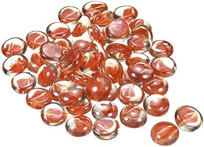 MECCANIXITY Decorative Flat Glass Marbles 17-19mm Rock Vase Filler Beads Pebbles Petal Orange for Fish Tank Table Scatter Decor, 100 Pcs